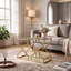Clear Glass Nesting End Table Set, Golden Leg Accent Tables for Contemporary Interior Spaces