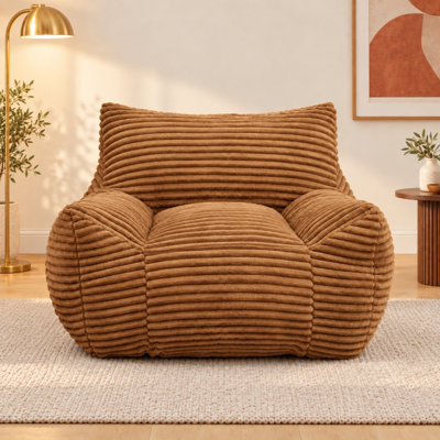 Grand fauteuil à billes et chaise longue en velours côtelé