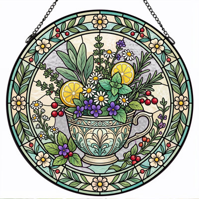 Panneau de vitrail en verre coloré, 7,8 heures