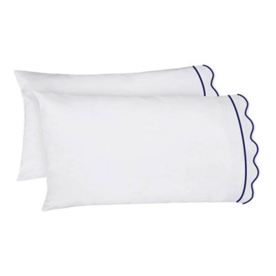 400TC Cotton Scallop Embroidery & Border Cotton 4 Piece Sheet Set Fitted Sheet Fits Upto 16" Deep Pocket