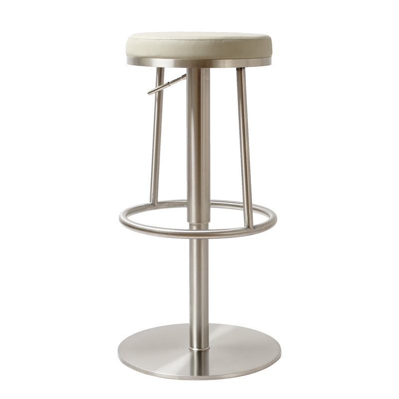 Alfonz Swivel Upholstered Adjustable Height Counter Stool with Metal Frame, Grey/Silver