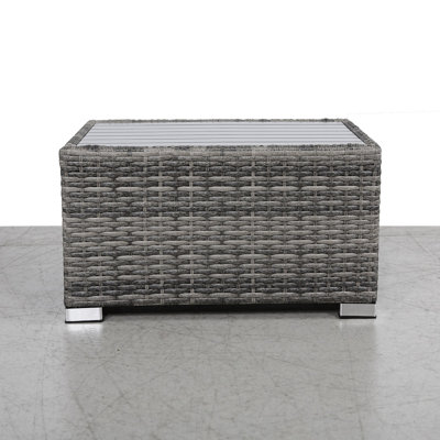 Outdoor Mixed Grey Slatted Aluminum Top Side Table - And Charming Oversized Perfect For Reading