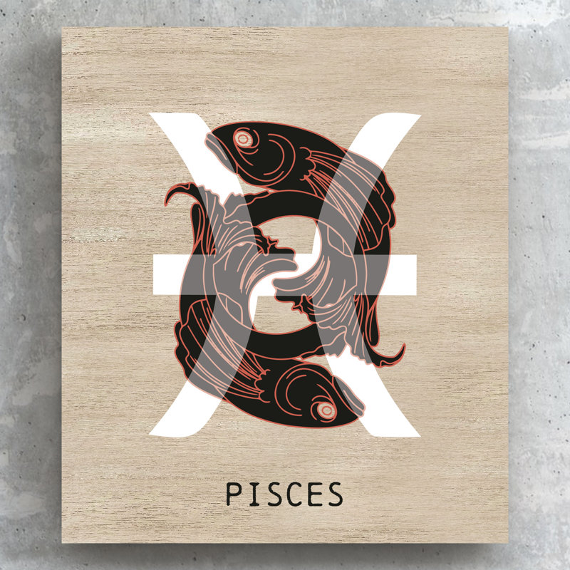Kana Zodiac Pisces - No Frame Print on Wood