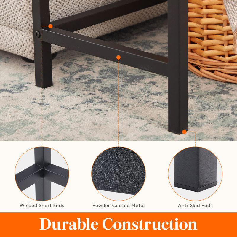 Industrial Brown Metal and Glass Console Table with Storage