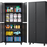 Metal Storage Cabinet with Wheels, Rolling Garage Storage Cabinet with Lock, Tool Cabinet on Wheels for Garage, Home, Shop