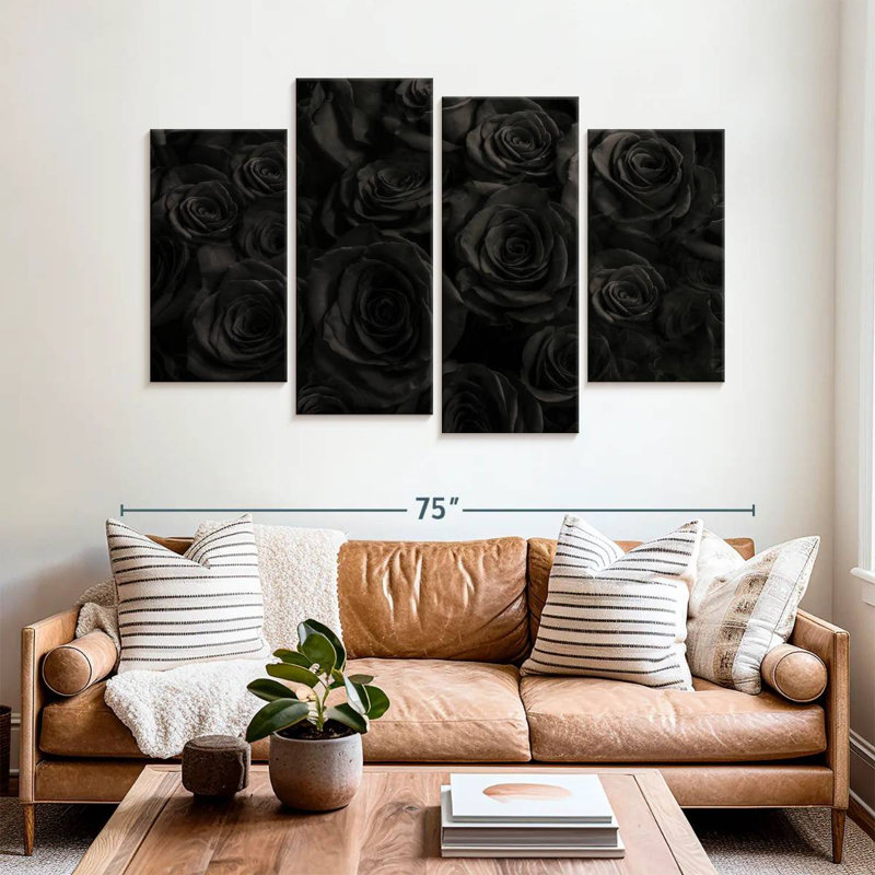 Harnek Bed Of Black Roses, 42" H x 68" W