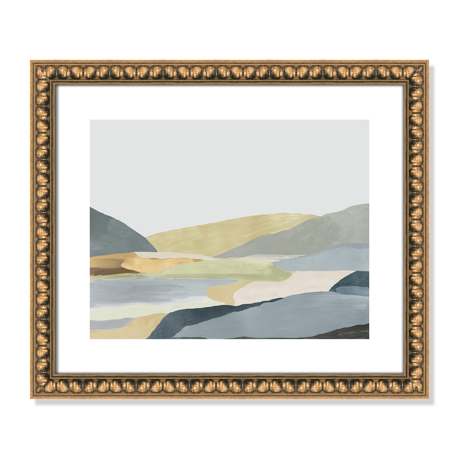Blair "Warm Hills II" Painting, 17" H x 20" W x 1.13" D, Gold Bead Framed Paper