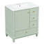 Meuble-lavabo 30 po avec lavabo, une porte avec tablette et trois tiroirs, porte à fermeture douce, vert clair-759280283