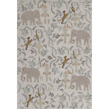 Menagerie Floral Area Rug in Silver/Cream/Sky Blue