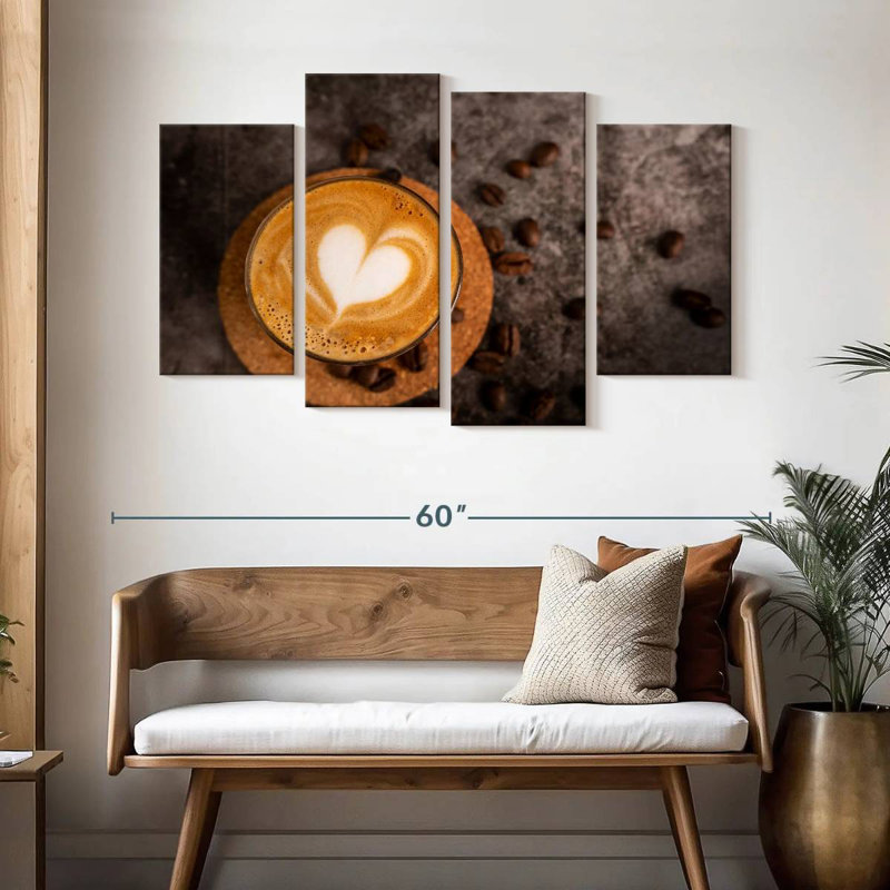 Yarlin au cœur sur un café au lait, H 32 po x l 52 po