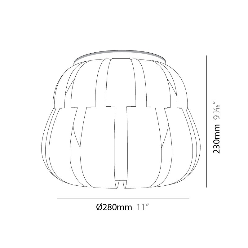 Queen LED Flush Mount, White, 9.06'' H x 11'' W x 11'' D