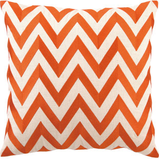 Embroidered Pillows - Zig Zag Down Filled Throw Pillow