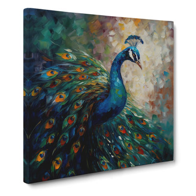 Peacock Palette Knife No.3 - Wrapped Canvas