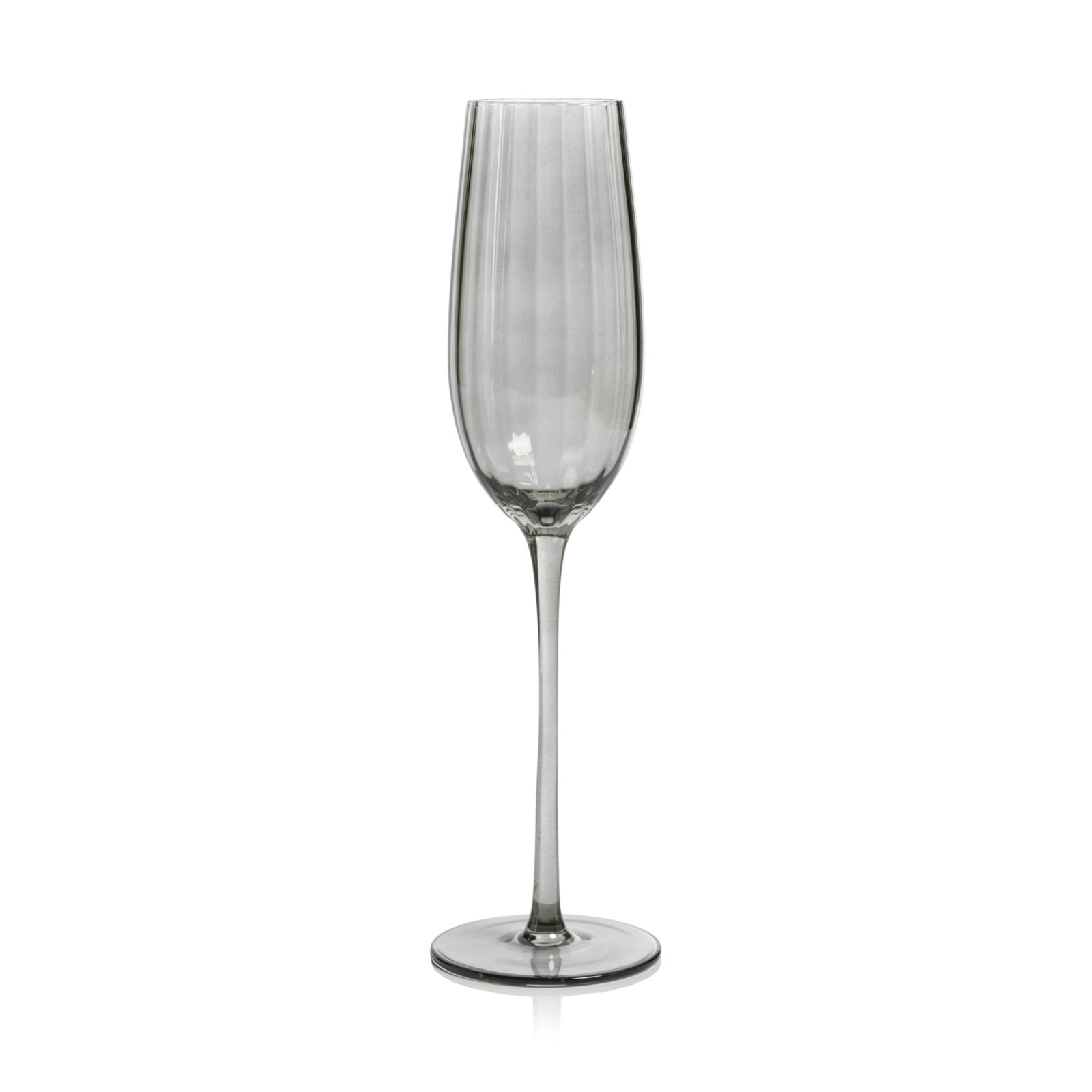 Boulder Ribbed Champagne Flute, Smoke