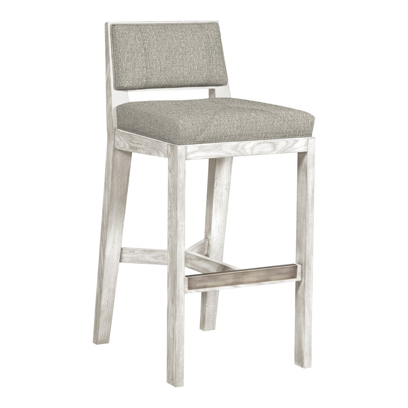 Scoville By Thom Filicia Upholstered Counter Stool with Solid Wood Frame, Casa Blanca, Tarbee Pebble