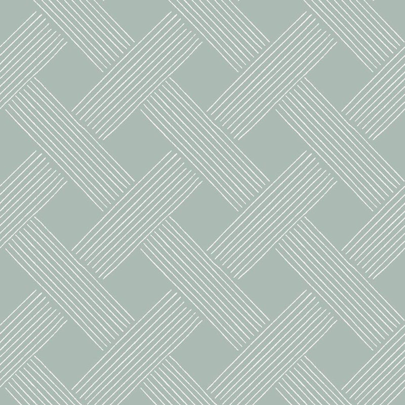 Rouleau de papier peint à motif de treillis Lady Charlotte L 10 pi x l 24 po, Bleu cendré, Non encollé