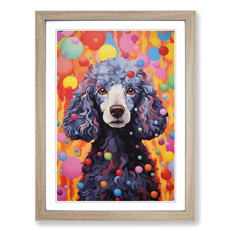 Poodle Colour Field No.3 - Framed Print, 46cm H x 34cm W x 2cm D, Oak Framed