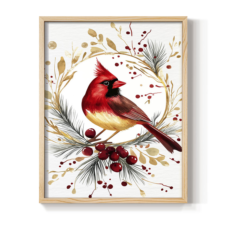«Christmas Holiday Art CMXCII», reproduction d'art encadrée - bois massif, H 21 po x l 17 po, Naturel