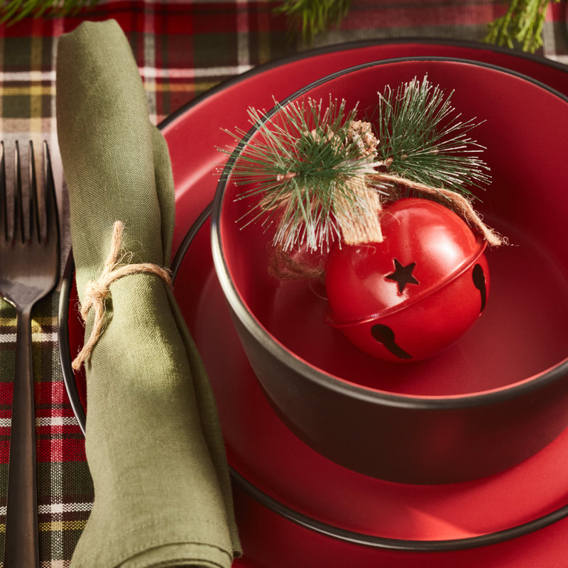 Stone Lain Albie 32-Piece Dinnerware Set Stoneware, Red/Black
