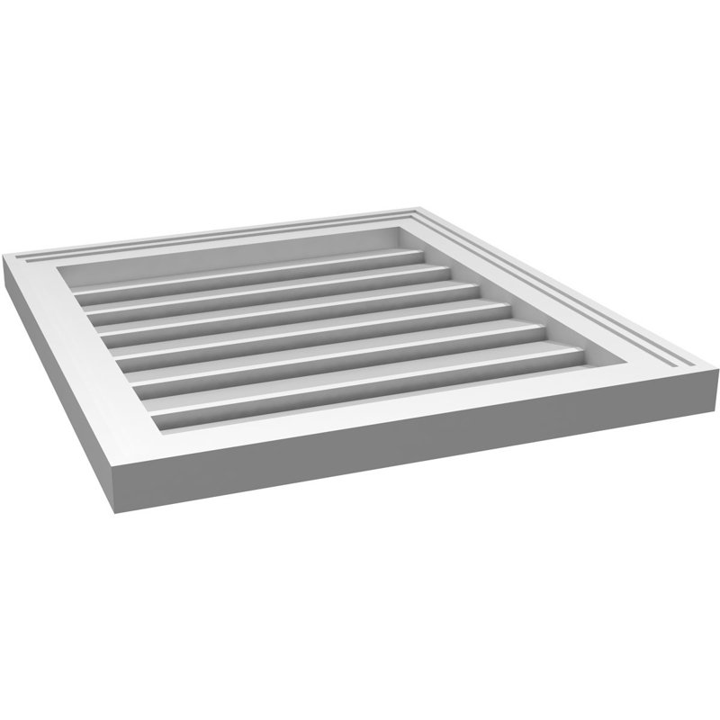Évent à pignon fonctionnel en uréthane rectangulaire à fixation en surface, brun clair apprêté, H 22 po x l 20 po x P 1,5 po