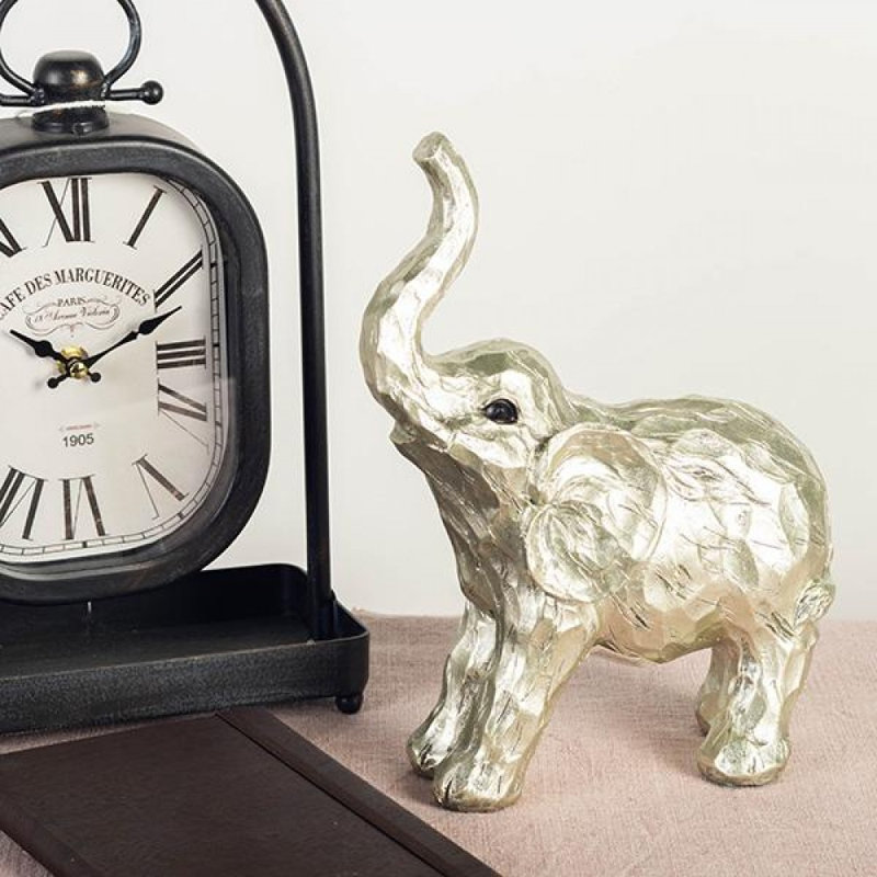 Figurine éléphant blanc avec tronc surélevé