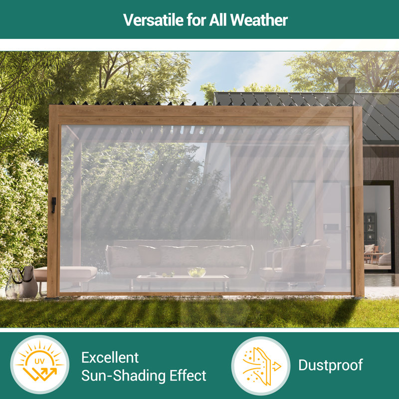 Écran d'intimité durable rétractable pour pergola de patio, 13 pi, Couleur du bois