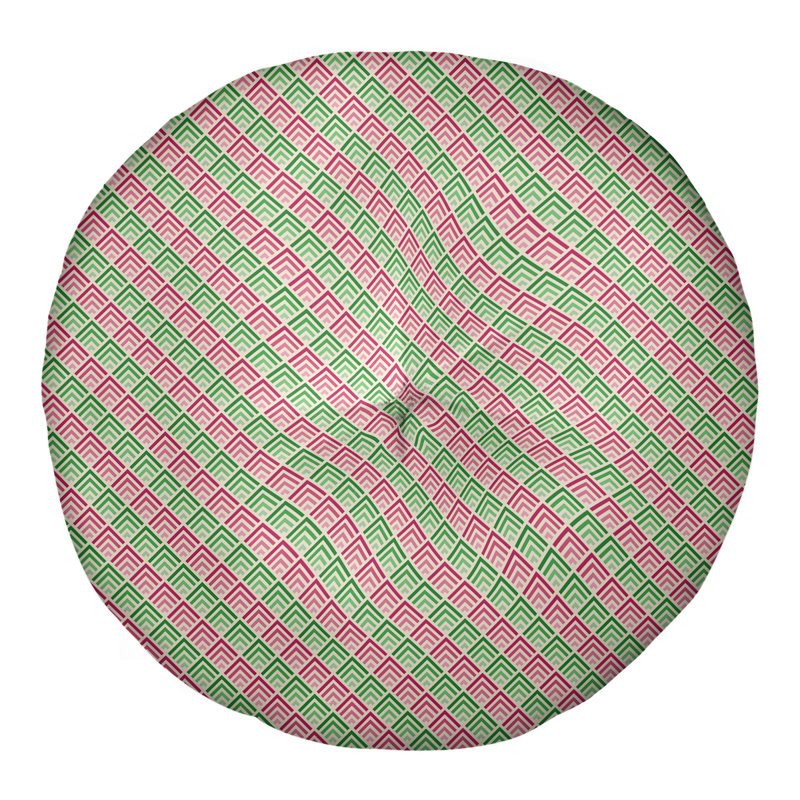 Coussin de sol géométrique Katelyn Elizabeth, 26 po x 26 po, Vert / rose