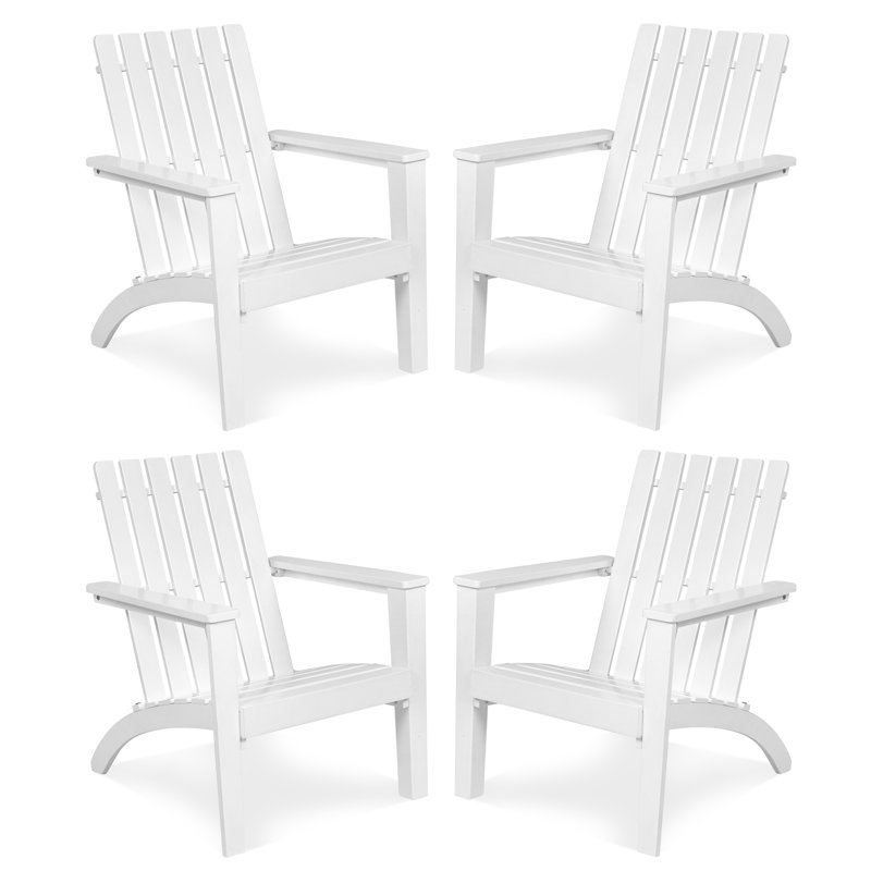 Chaise Adirondack en bois massif Pudsey, Blanc