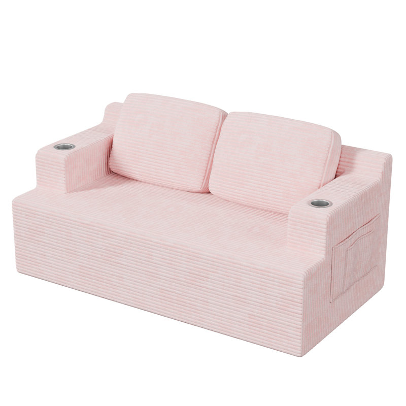 Boneless Folding Compression Sofa, Pink, 2, 28.3" H x 66.93" W x 35.4" D