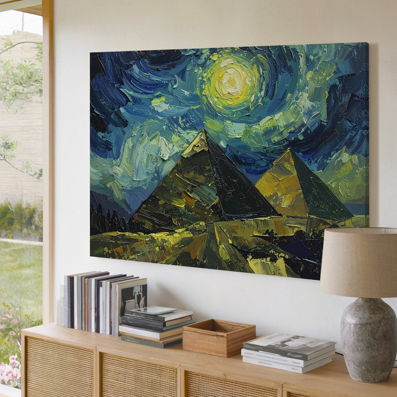 Impression sur toile, Pyramides du désert étoilées, H 11 po x l 14 po