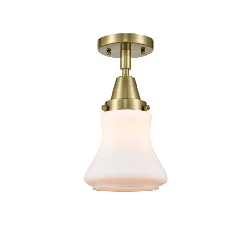 Iseabal Glass Semi Flush Mount, Antique Brass