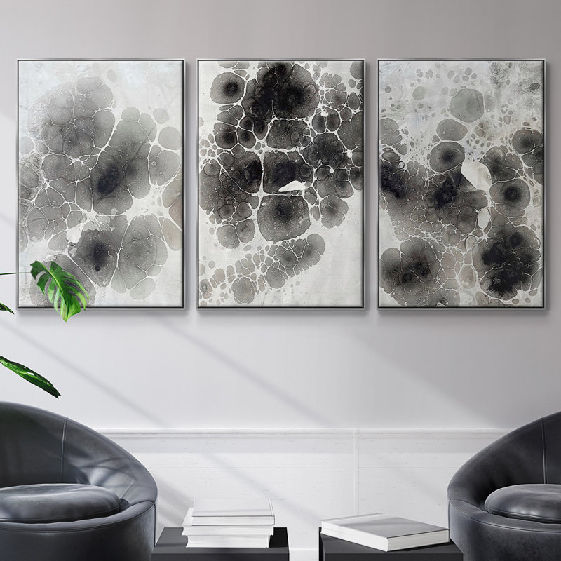 " Marbling X " 3 - Pieces, H 36 po x l 72 po x P 2 po, Argent