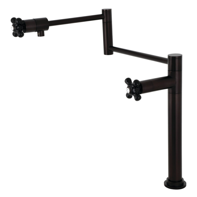 Kingston Brass Two-Handle 1-Hole Deck Mount Pot Filler Faucet, Oil Rubbed Bronze/Black