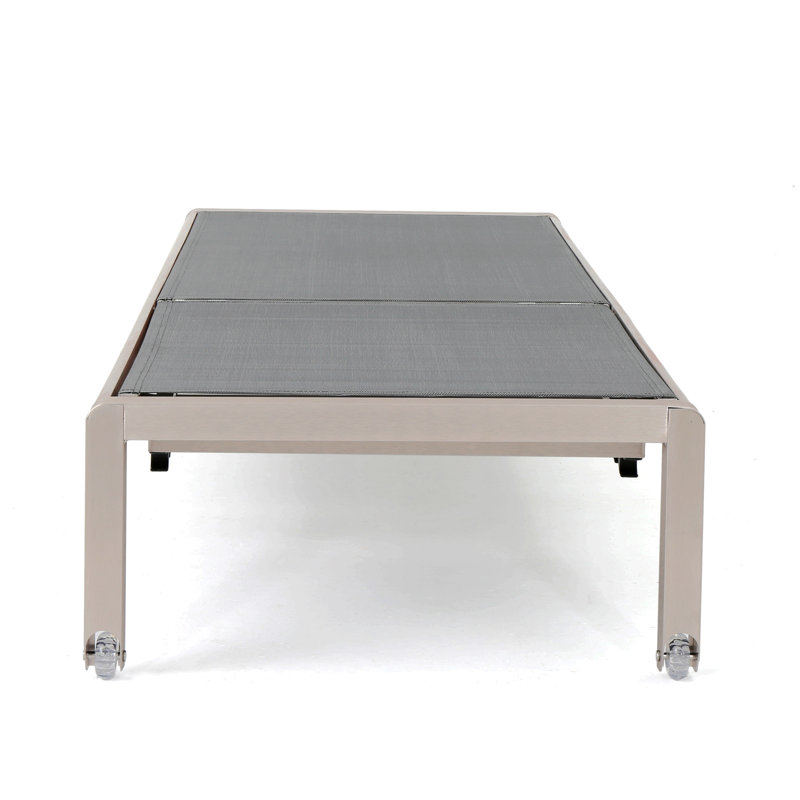 Caggiano Outdoor Metal Chaise Lounge, Light Gray, 2