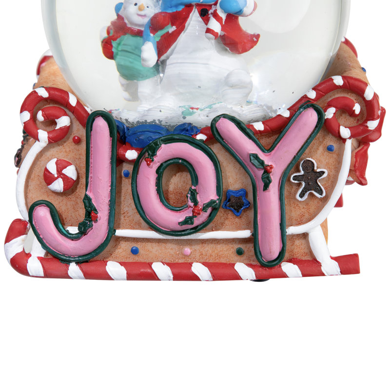 Boule à neige de Noël 5,25 "Musical" Joy "Snowmen and Gingerbread