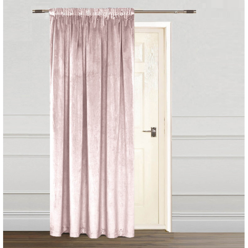 Ketlin Pencil Pleat Room Darkening Door Curtain, Navy, 114 W x 213 D cm