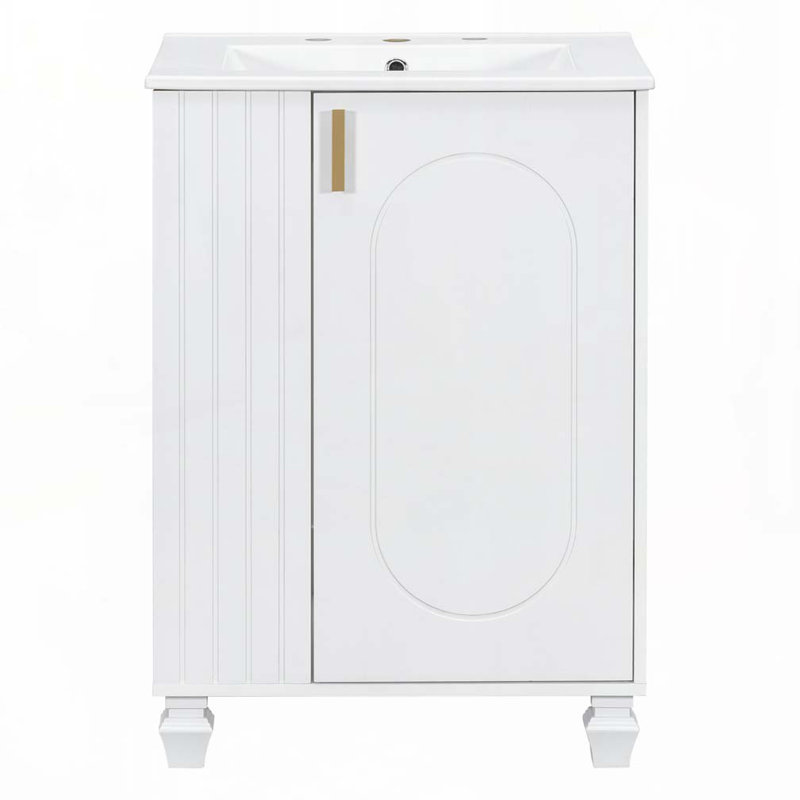 Meuble-lavabo 24 po avec lavabo en céramique, Blanc