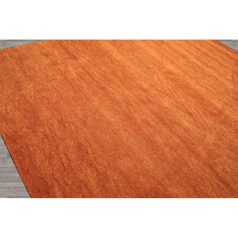 Tapis 100% orange moderne et contemporain tissé à la main 8 x 10 po, Orange