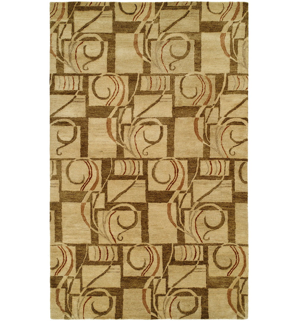 Abstract Handmade Tufted Wool Gold Area Rug The Conestoga Trading Co. Rug 