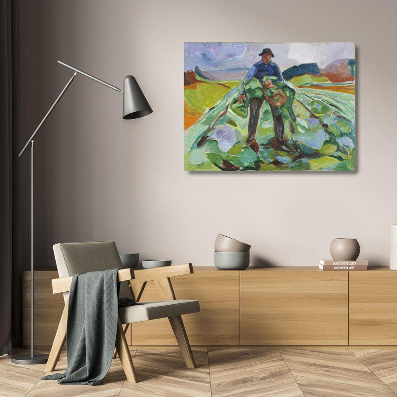 "Homme au champ de choux" par Edvard Munch - Art mural sur toile tendue avec châssis, H 24 po x l 17 po
