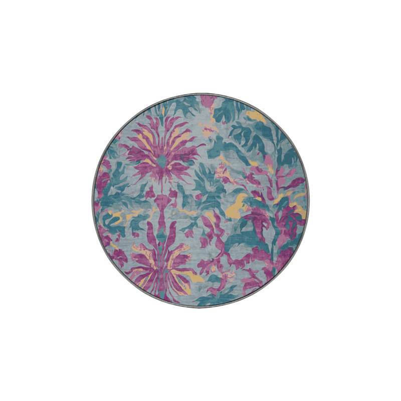 Tapis gris lavable à la machine, Rond 8 pi