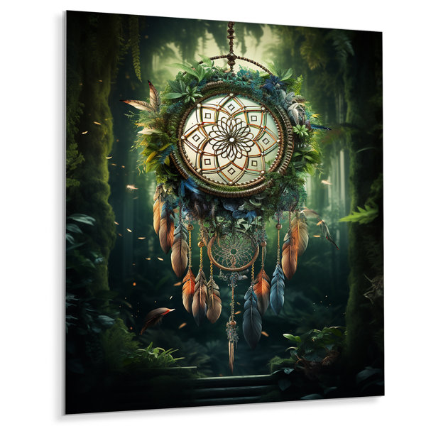 Bungalow Rose Green Dreamcatcher Enchanted Forest On Metal Print | Wayfair