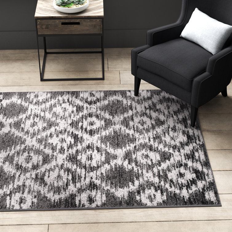 Bethlyn Ikat Ivory/Charcoal Area Rug