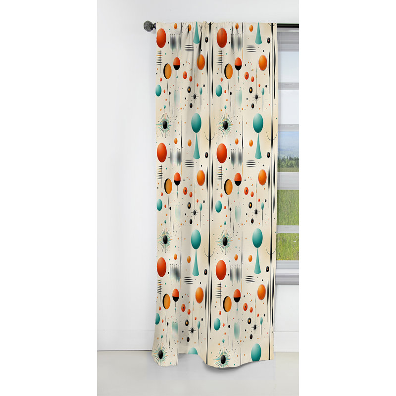 Matrice géométrique moderne beige rétro - Rideau occultant géométrique abstrait - 1 panneau, L 52 po x L 84 po