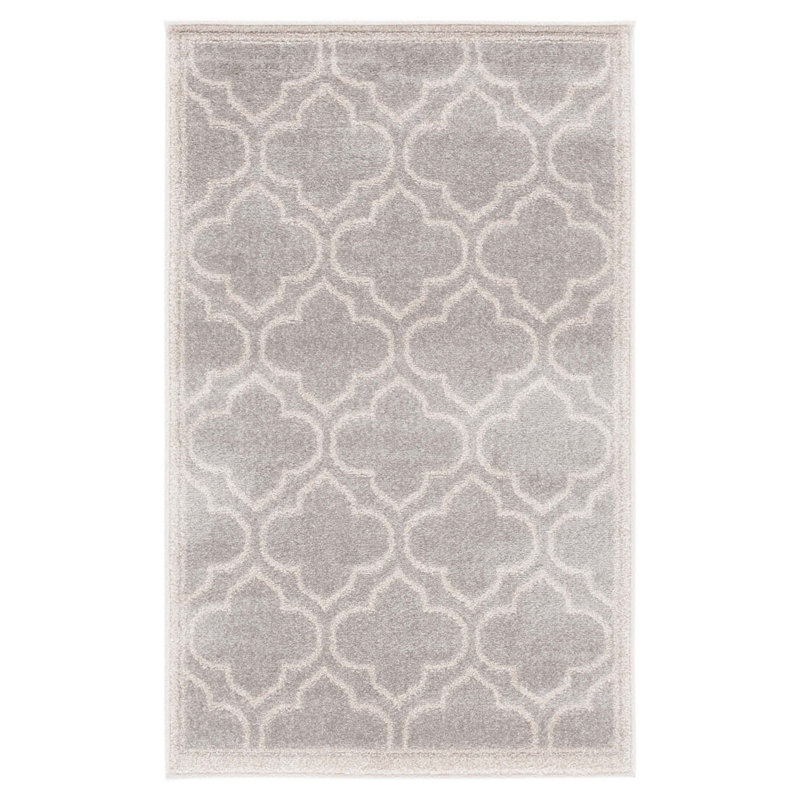 Ammundsen Geometric Light Gray/Ivory Area Rug, Rectangle 2'6" x 4'