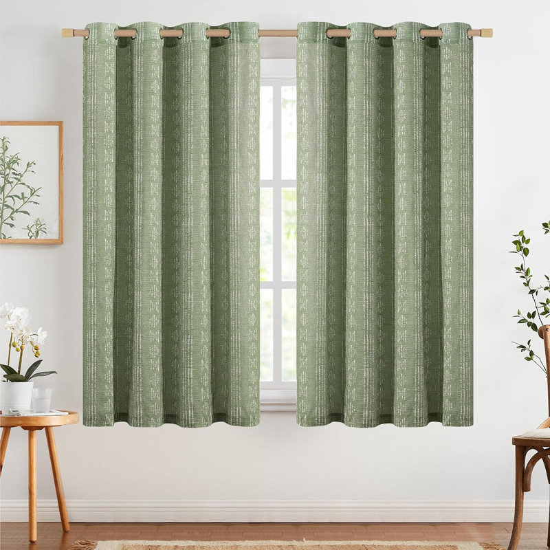 Rideaux semi-transparents avec œillets Boho, L 52 po x L 108 po, Sauge