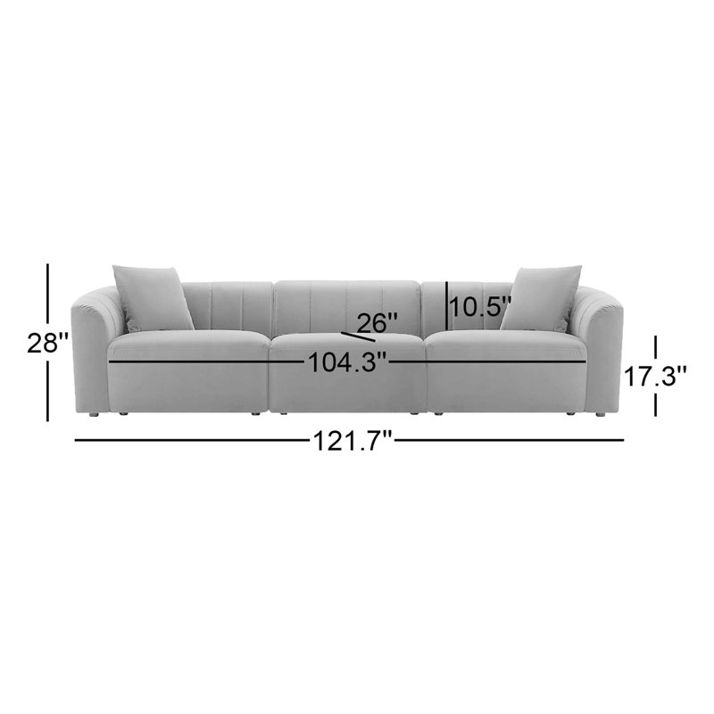 Augustine 122" 3 - Piece Modular Sofa, Luna Cream Performance Weave