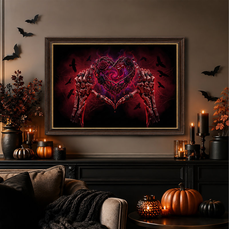 Toile rouge d'Halloween, H 12 po x l 18 po