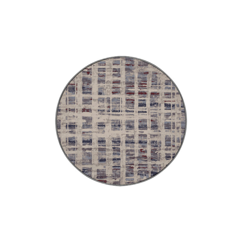 Tapis gris lavable à la machine, Rond 3 pi