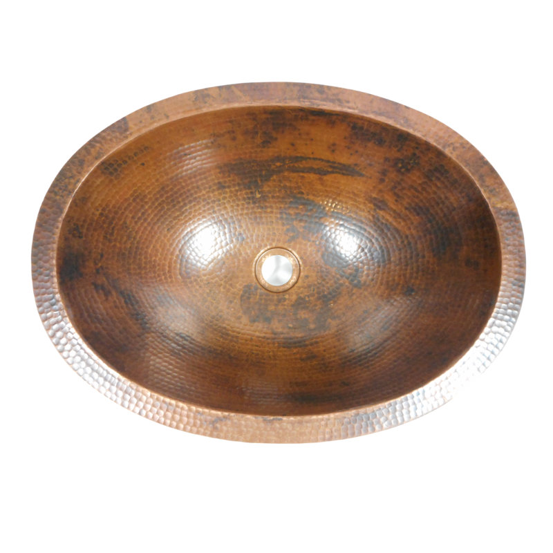19" Oval Copper Bathroom Sink in Natural Patina